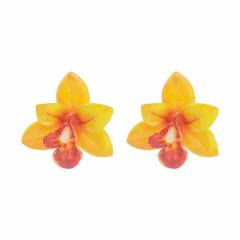 Sweet Fresh Holiday Style Enamel Colorful Flower Earrings with Diamonds Pearls