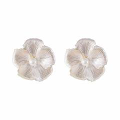 Sweet Fresh Holiday Style Enamel Colorful Flower Earrings with Diamonds Pearls