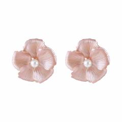 Sweet Fresh Holiday Style Enamel Colorful Flower Earrings with Diamonds Pearls