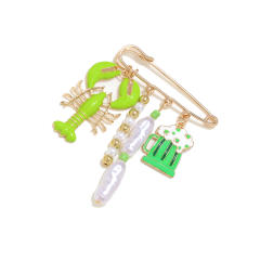 Exaggerated Colorful Diamond Anchor Octopus Ball Brooch Ocean Element Waist-Tightening Pin