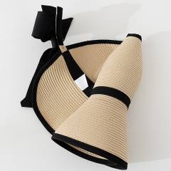 2026 New Style Large-Brimmed Sun Protection Straw Hat for Women Summer Vacation Beach Sun Hat Foldable Bow Hat