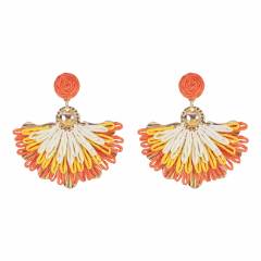 Sweet Fresh Holiday Style Enamel Colorful Flower Earrings with Diamonds Pearls