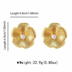 Sweet Fresh Holiday Style Enamel Colorful Flower Earrings with Diamonds Pearls