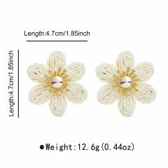 Sweet Fresh Holiday Style Enamel Colorful Flower Earrings with Diamonds Pearls