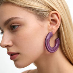2026 New Acrylic Retro Earrings Simple C-Shaped Minimalist Style Ear Accessories