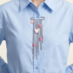 Sweet-Cool Style Oil-Drip Heart Flower Tassel Brooch Universal Pin for Jeans Clothing