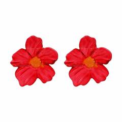 Sweet Fresh Holiday Style Enamel Colorful Flower Earrings with Diamonds Pearls