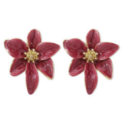 Sweet Fresh Holiday Style Enamel Colorful Flower Earrings with Diamonds Pearls