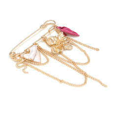 Sweet Retro Style Pearl Heart Flower Brooch French Multi-Element Colorful Leaf Hat Pants Pin