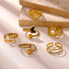 304 stainless steel rings diamond flower butterfly rings for women
