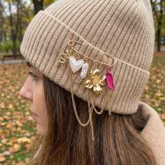 Sweet Retro Style Pearl Heart Flower Brooch French Multi-Element Colorful Leaf Hat Pants Pin