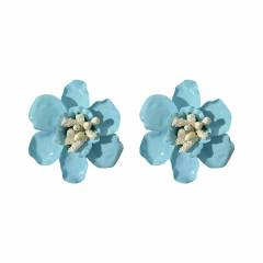 Sweet Fresh Holiday Style Enamel Colorful Flower Earrings with Diamonds Pearls