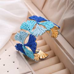 New Style Raffia Ginkgo Leaf Bracelet for Women Handmade Leaf Bangle