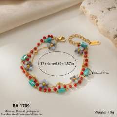 18KG fashionable colorful bead flower layer stainless steel bracelet