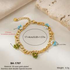 18KG fashionable colorful bead flower layer stainless steel bracelet