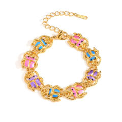 Stainless Steel bracelet 18K Gold enamel Multi-Element Exquisite Small Jewelry for Women