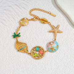 Stainless Steel bracelet 18K Gold enamel Multi-Element Exquisite Small Jewelry for Women