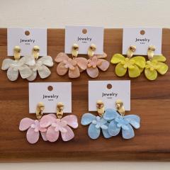 French-Style Super Fairy Flower Earrings Seaside Vacation Style Exaggerated resin earrings
