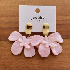 French-Style Super Fairy Flower Earrings Seaside Vacation Style Exaggerated resin earrings