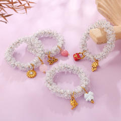 Ins-Style DIY Four-Leaf Clover Flower Pendant Transparent Crystal Elastic Hair ties