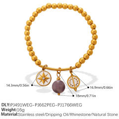 Retro Light Luxury Style Cross Devil's Eye DIY Multi-Pendant Gold Beaded Bracelet stainless steel bracelet