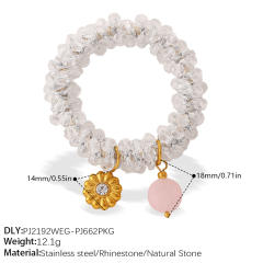 Ins-Style DIY Four-Leaf Clover Flower Pendant Transparent Crystal Elastic Hair ties
