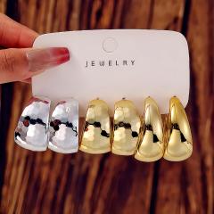 Fashionable Tassel Simple Creative Personality C-Shaped Water Drop Stud Earrings set