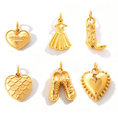 Sweet Girly Style Crown Heart Skirt Multi-Shaped Pendant Stainless Steel 18K Gold-Plated DIY Accessories