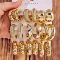 Fashionable Tassel Simple Creative Personality C-Shaped Water Drop Stud Earrings set