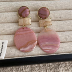 Resin Candy Color Geometric Round Earrings Personalized acrylic round earrings