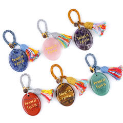 Natural Crystal Palm Stone Keychain with Engraved Agate Stone Car Pendant Mindfulness Stone Bag Charm