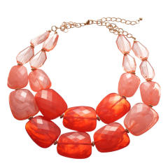 Exaggerated Acrylic Irregular Beaded Double-Layer Necklace Seaside Vacation Style for Women