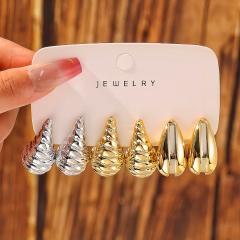 Fashionable Tassel Simple Creative Personality C-Shaped Water Drop Stud Earrings set