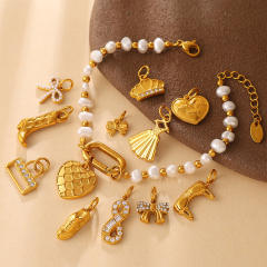 Sweet Girly Style Crown Heart Skirt Multi-Shaped Pendant Stainless Steel 18K Gold-Plated DIY Accessories