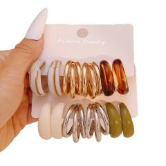 Hollow Hoop Earring Set Trendy Versatile Exaggerated acrylic Earrings for Women Wholesale