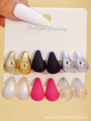 Fashionable Tassel Simple Creative Personality C-Shaped Water Drop Stud Earrings set