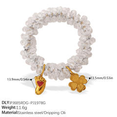 Ins-Style DIY Four-Leaf Clover Flower Pendant Transparent Crystal Elastic Hair ties