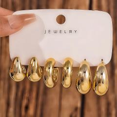 Fashionable Tassel Simple Creative Personality C-Shaped Water Drop Stud Earrings set