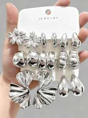 Fashionable Tassel Simple Creative Personality C-Shaped Water Drop Stud Earrings set