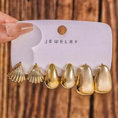 Fashionable Tassel Simple Creative Personality C-Shaped Water Drop Stud Earrings set