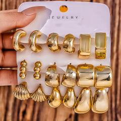 Fashionable Tassel Simple Creative Personality C-Shaped Water Drop Stud Earrings set