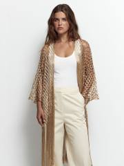 Hot-Selling Gold Silver Tassel Women's Fashion Hollow-Out Long Bikini Cover-Up