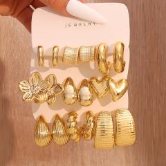 Fashionable Tassel Simple Creative Personality C-Shaped Water Drop Stud Earrings set