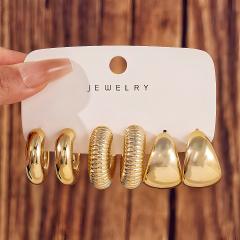 Fashionable Tassel Simple Creative Personality C-Shaped Water Drop Stud Earrings set