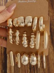 Fashionable Tassel Simple Creative Personality C-Shaped Water Drop Stud Earrings set