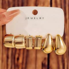 Fashionable Tassel Simple Creative Personality C-Shaped Water Drop Stud Earrings set