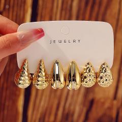 Fashionable Tassel Simple Creative Personality C-Shaped Water Drop Stud Earrings set