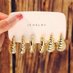 Fashionable Tassel Simple Creative Personality C-Shaped Water Drop Stud Earrings set