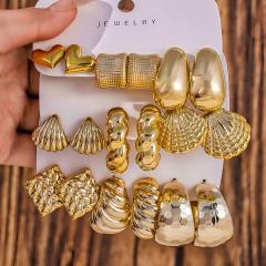 Fashionable Tassel Simple Creative Personality C-Shaped Water Drop Stud Earrings set
