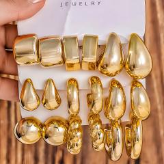 Fashionable Tassel Simple Creative Personality C-Shaped Water Drop Stud Earrings set